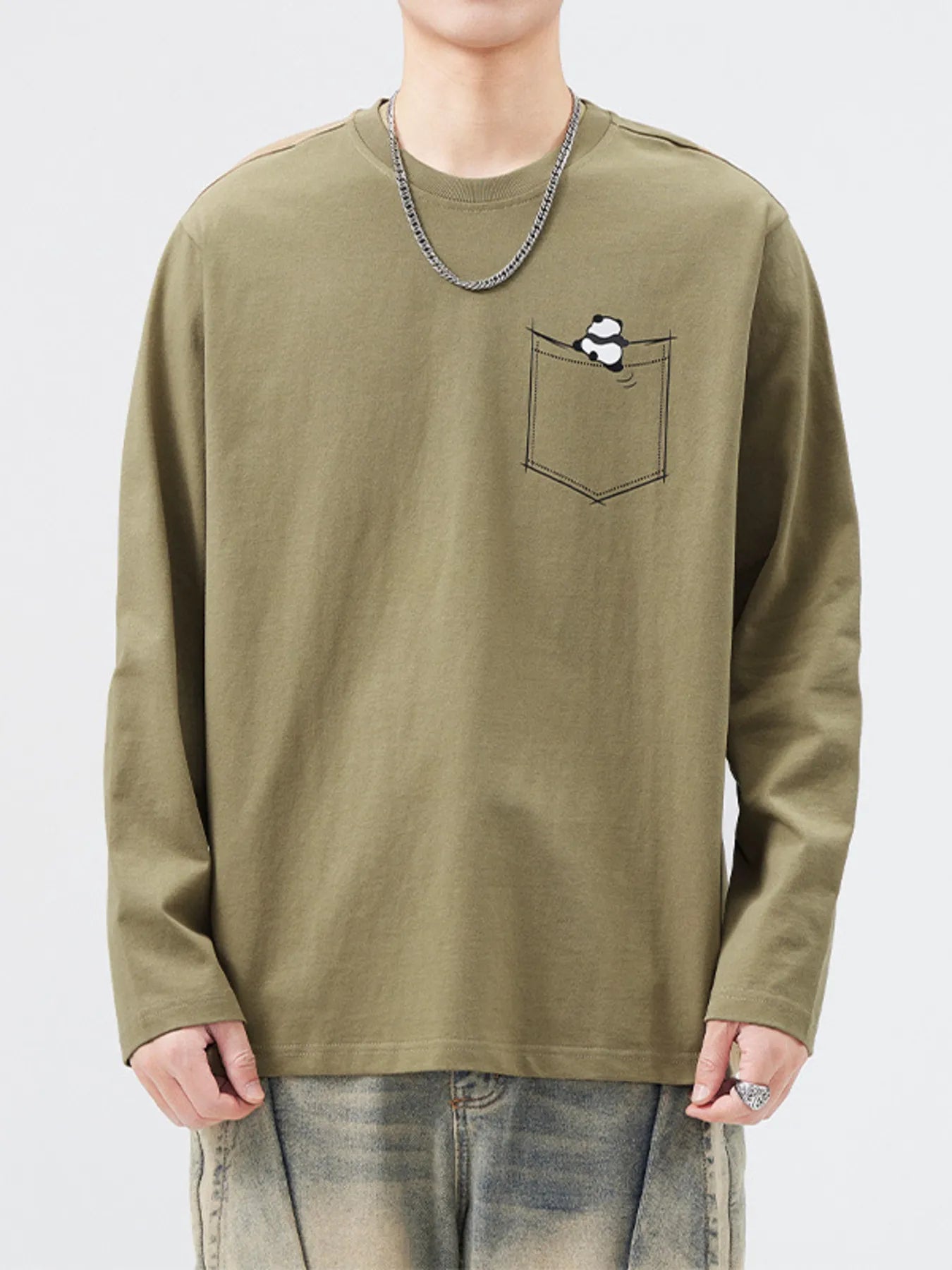 Men's Plus Size Round Neck Long Sleeve T-Shirt