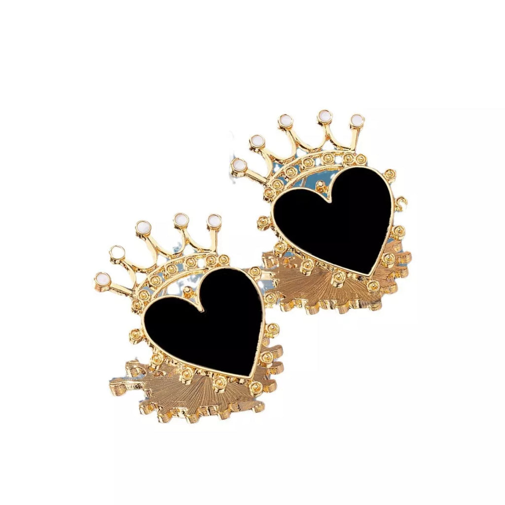 Crown Heart Stud Earrings