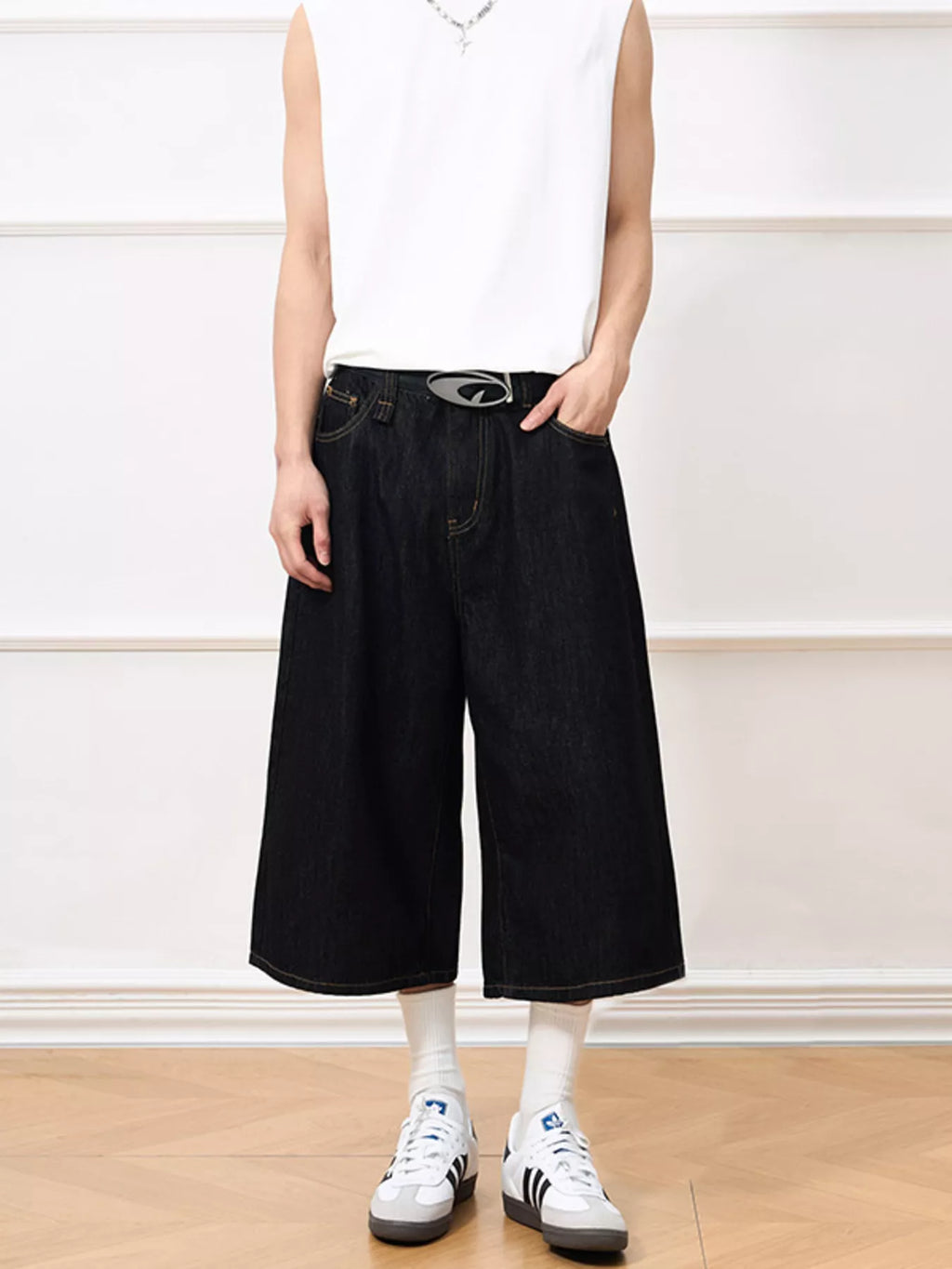 Men's Wide Leg Capri Jeans