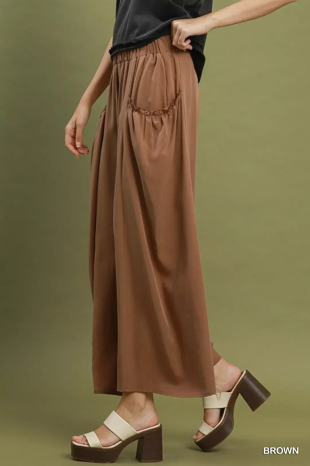 Umgee Flowy Wide Leg Pocket Pants