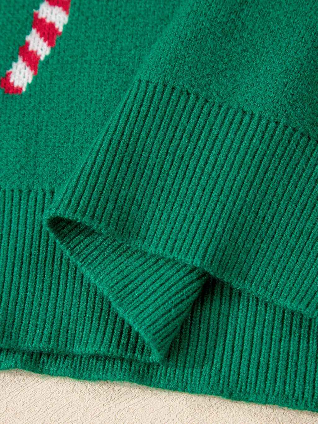 Christmas Candy Cane Holiday Drop Shoulder Sweater