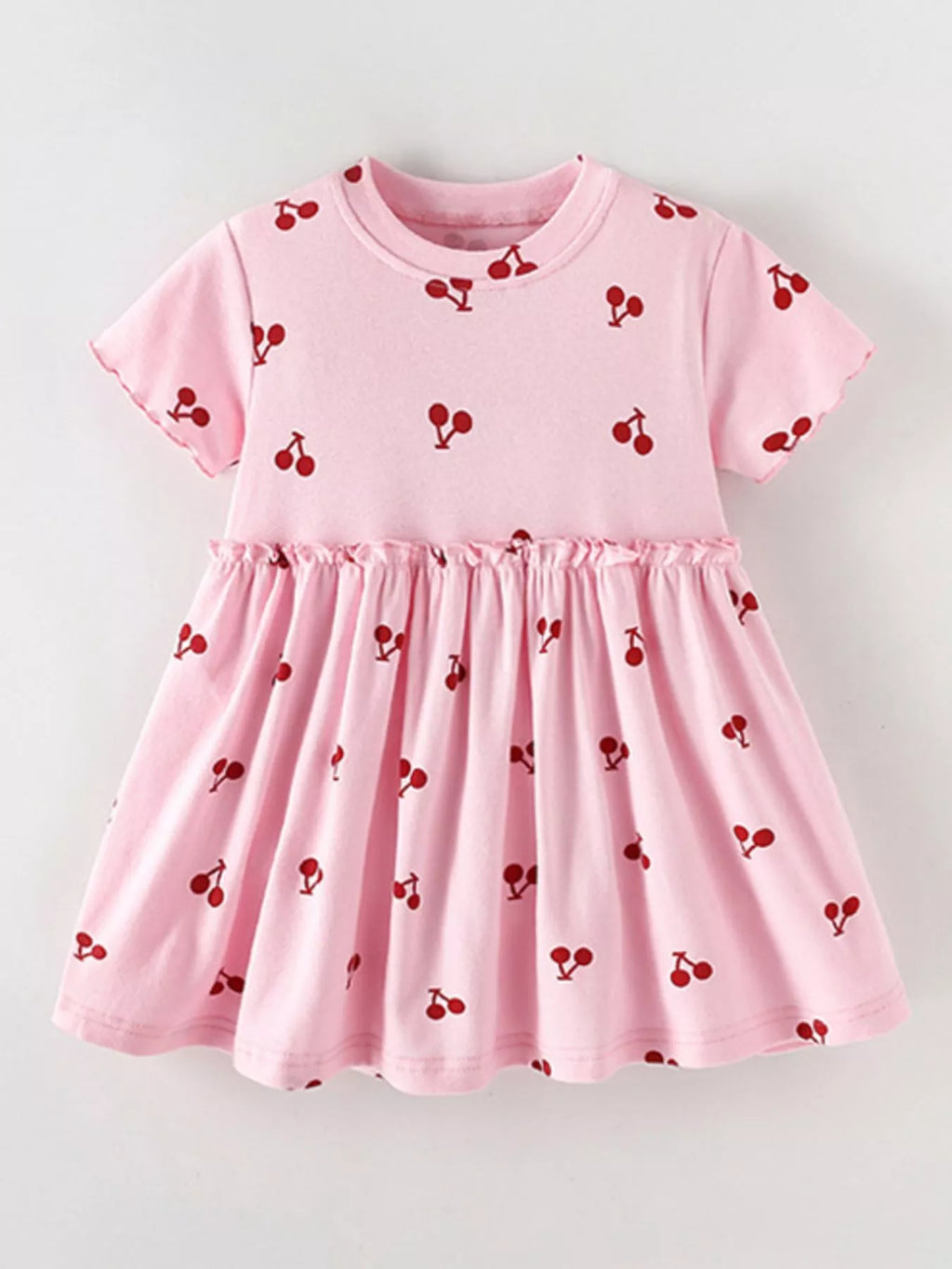 Children's Cherry Print Short Sleeve Dress