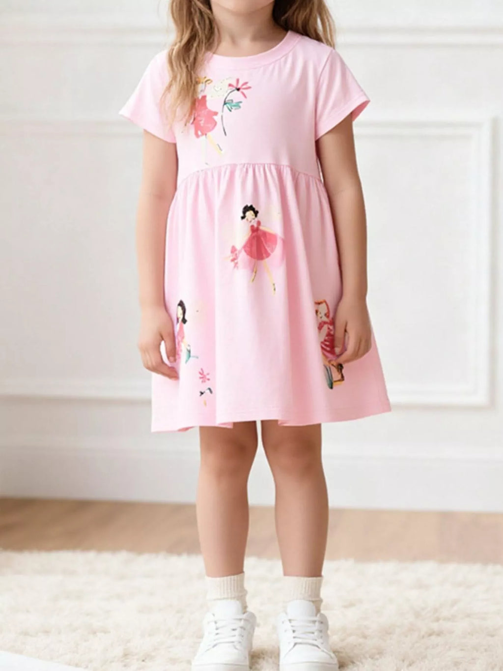 Children's Cute Cartoon Graphic Short Sleeve Dress
