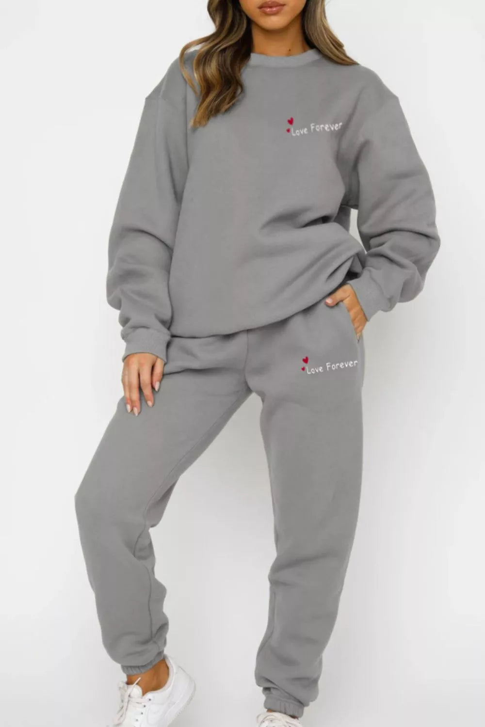 Round Neck Sweatshirt and Joggers Set