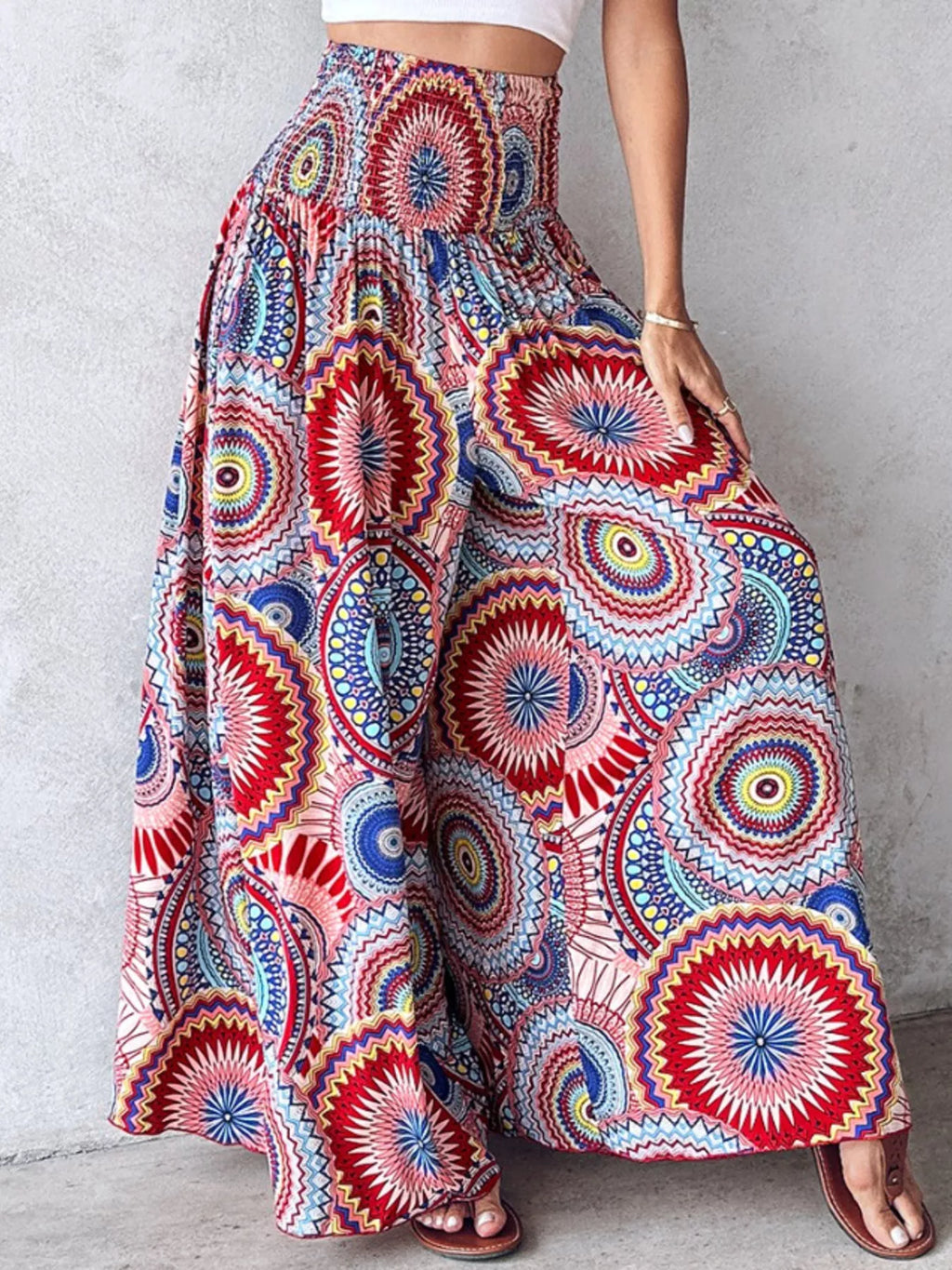 Printed Wide-Leg Pants