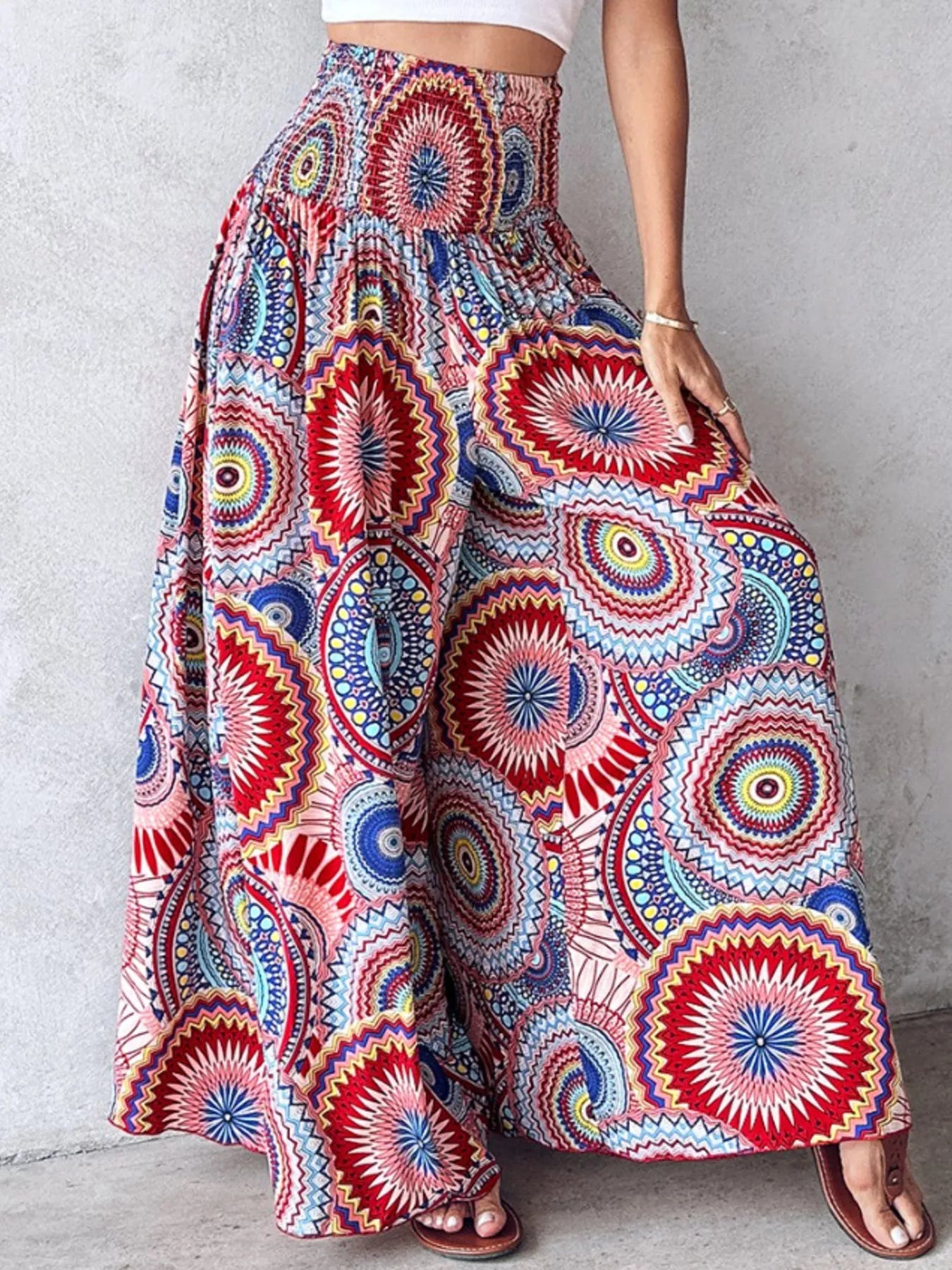Printed Wide-Leg Pants