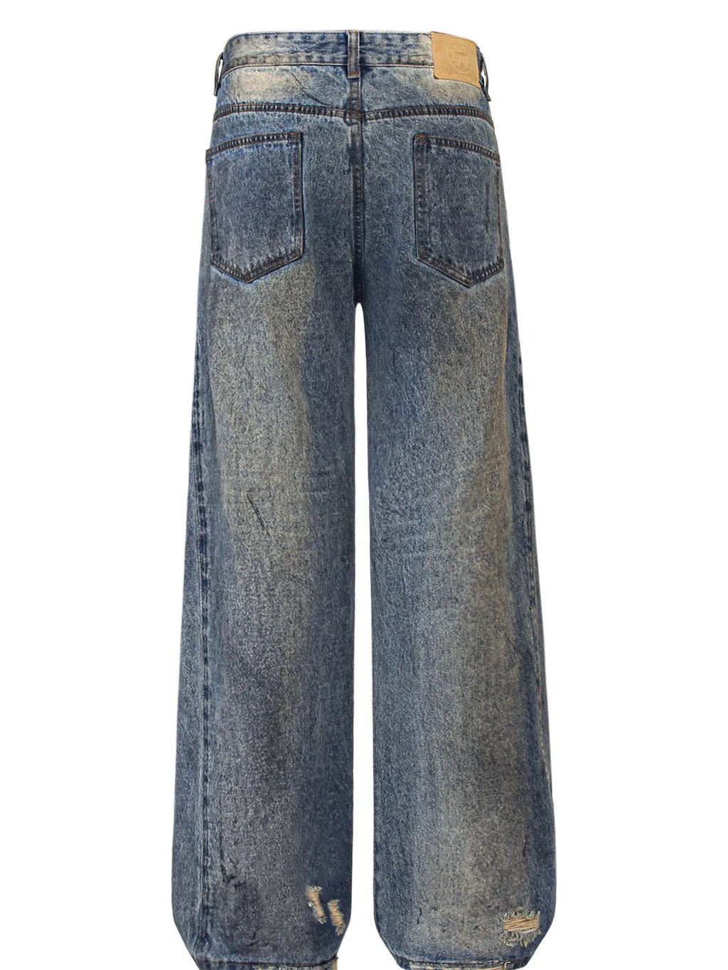 Men's Distressed Washed Straight Jeans