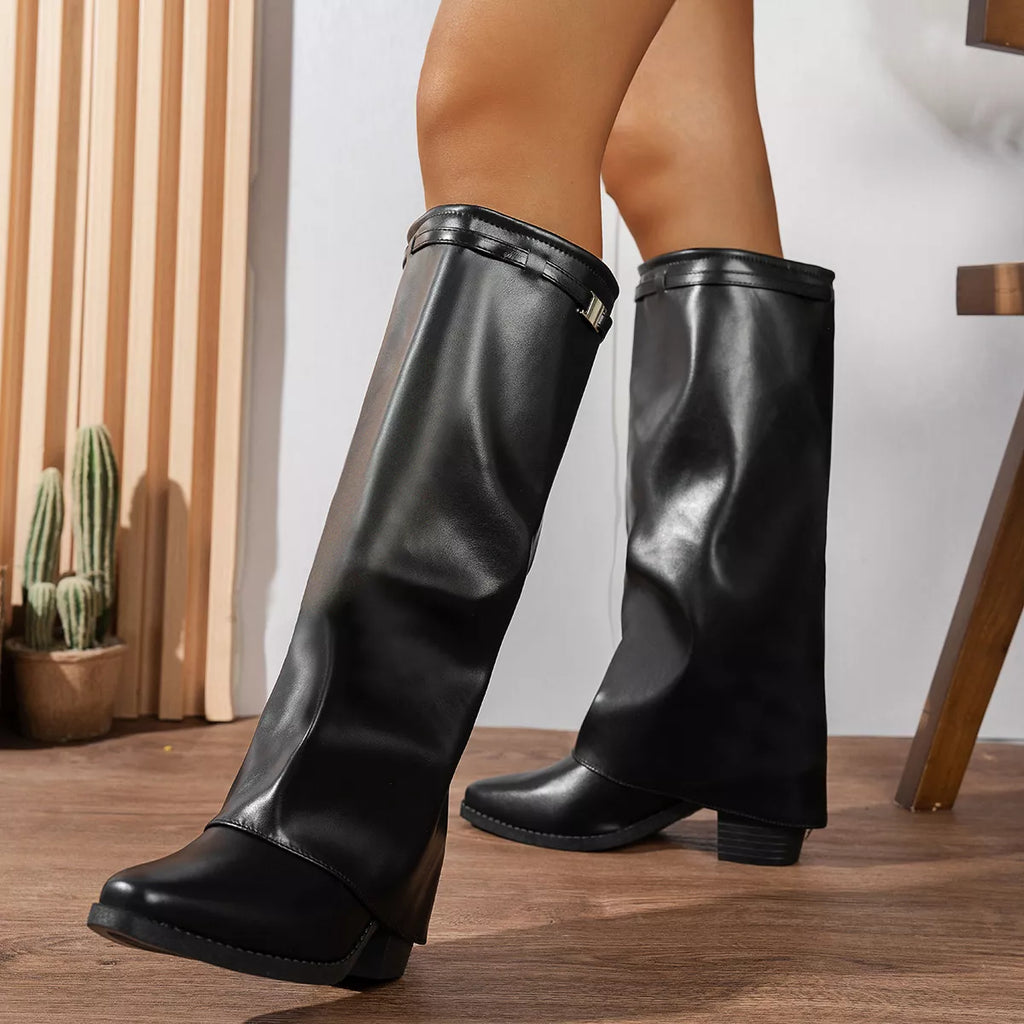 Knee-High Block Heel Boots