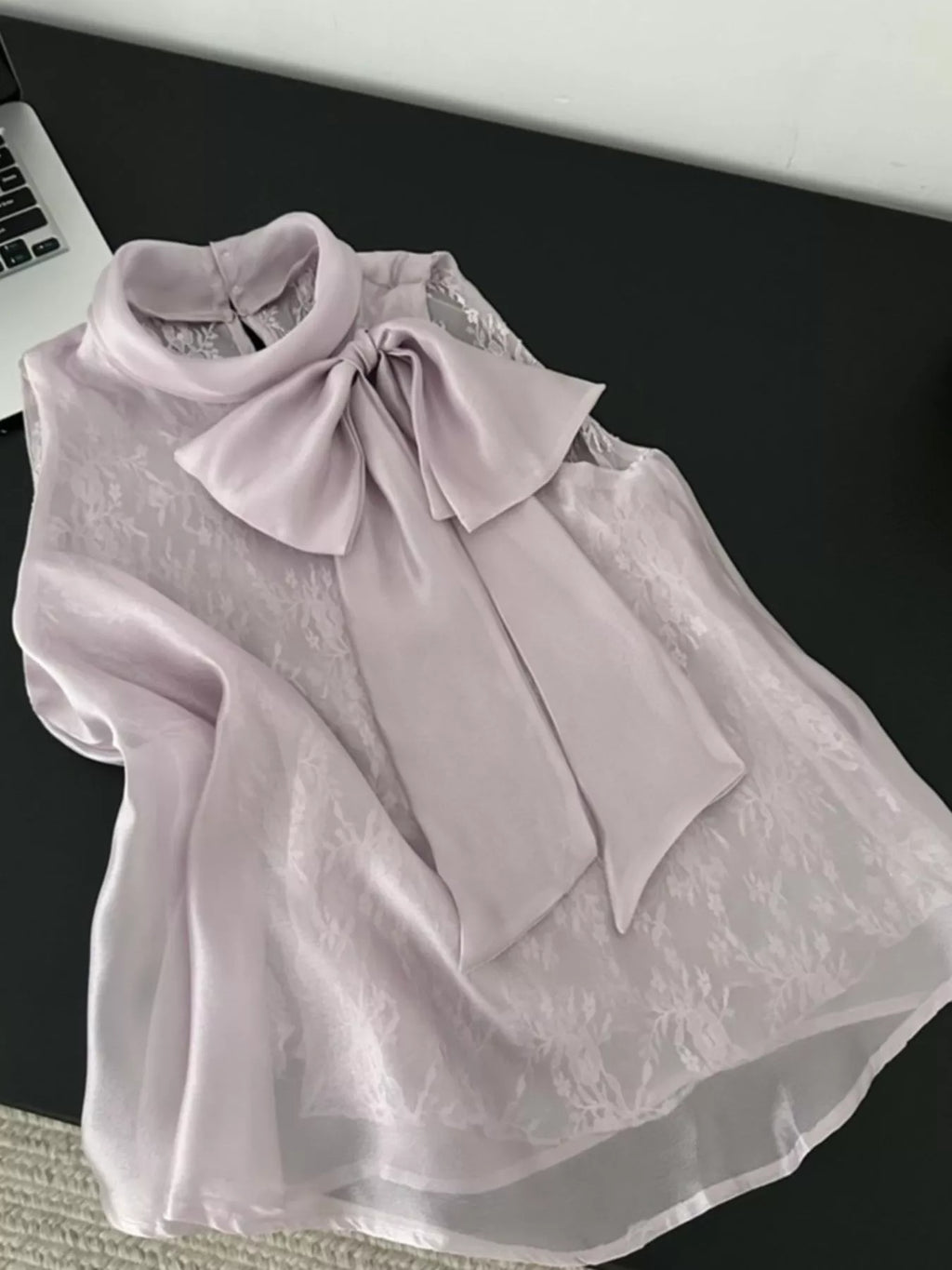 Bow Chiffon Sleeveless Top
