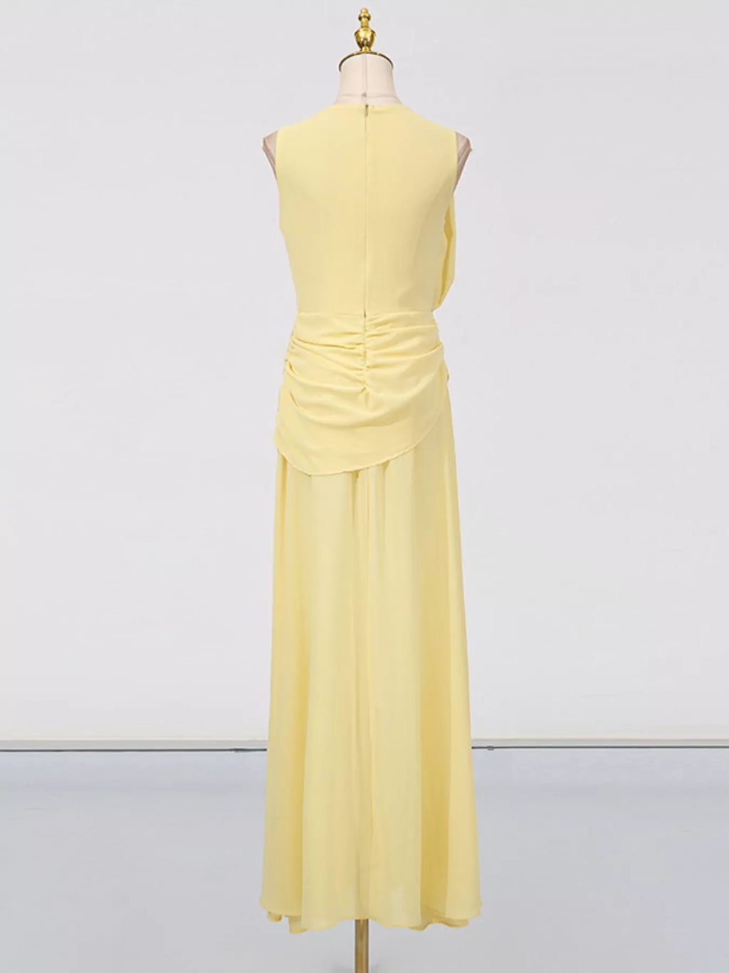 Sleeveless Ruched High-Slit Maxi Dress
