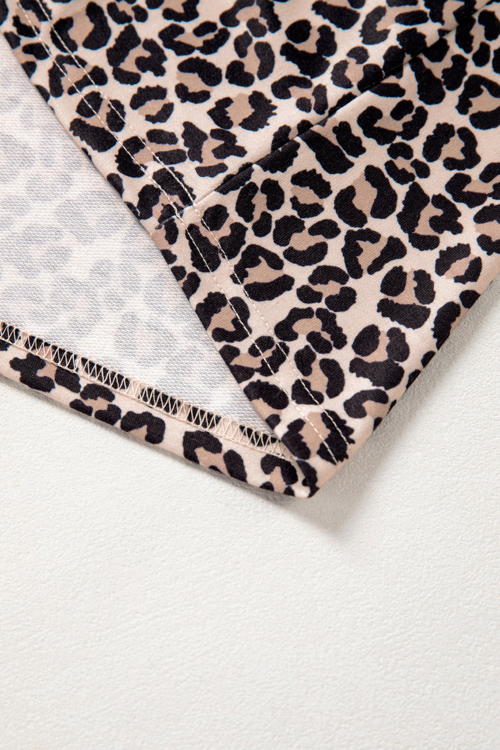 Leopard Half Zip Stripe Trim Short Sleeve Top