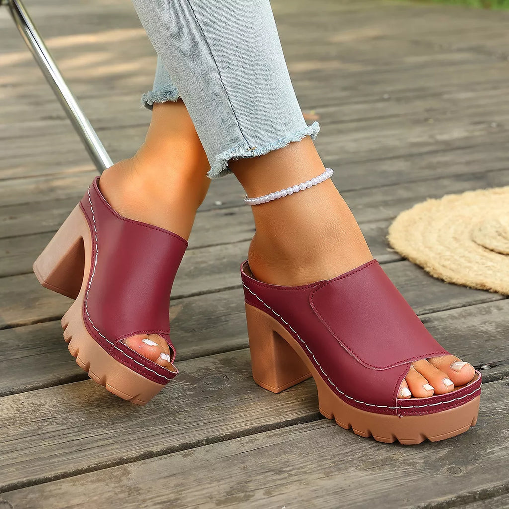 Open Toe Block Heels Sandals