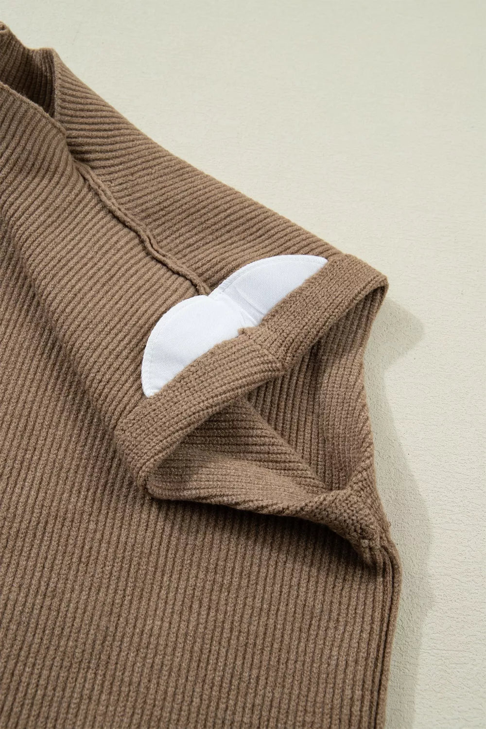 Solid Color Ribbed Knit Mock Neck Loose Sweater Vest