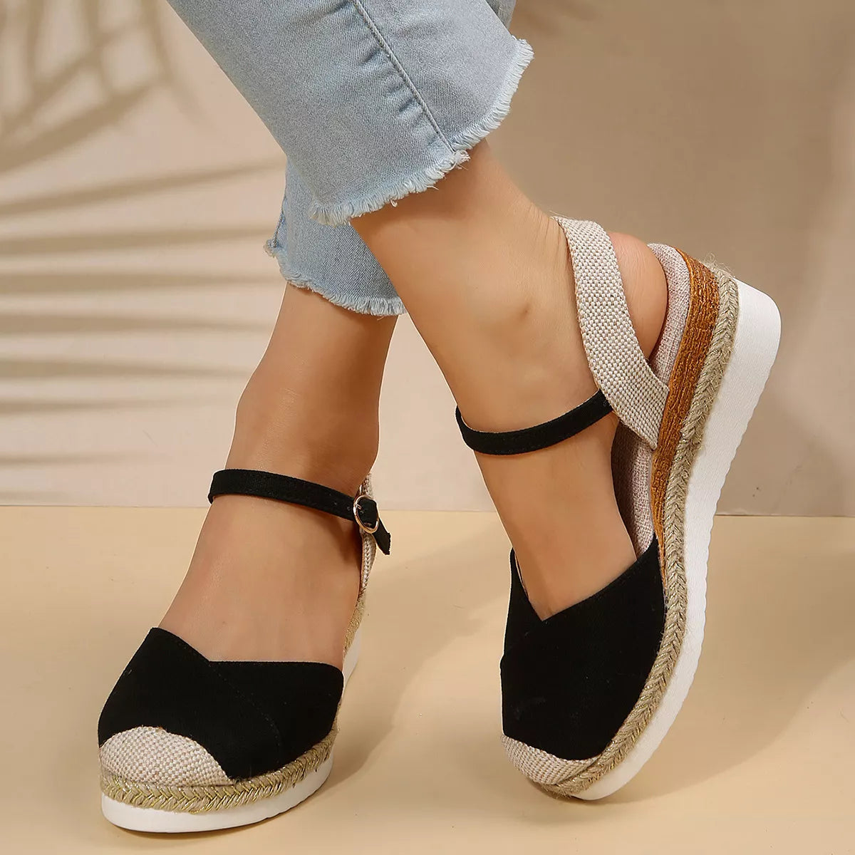 Color Block Wedge Sandals