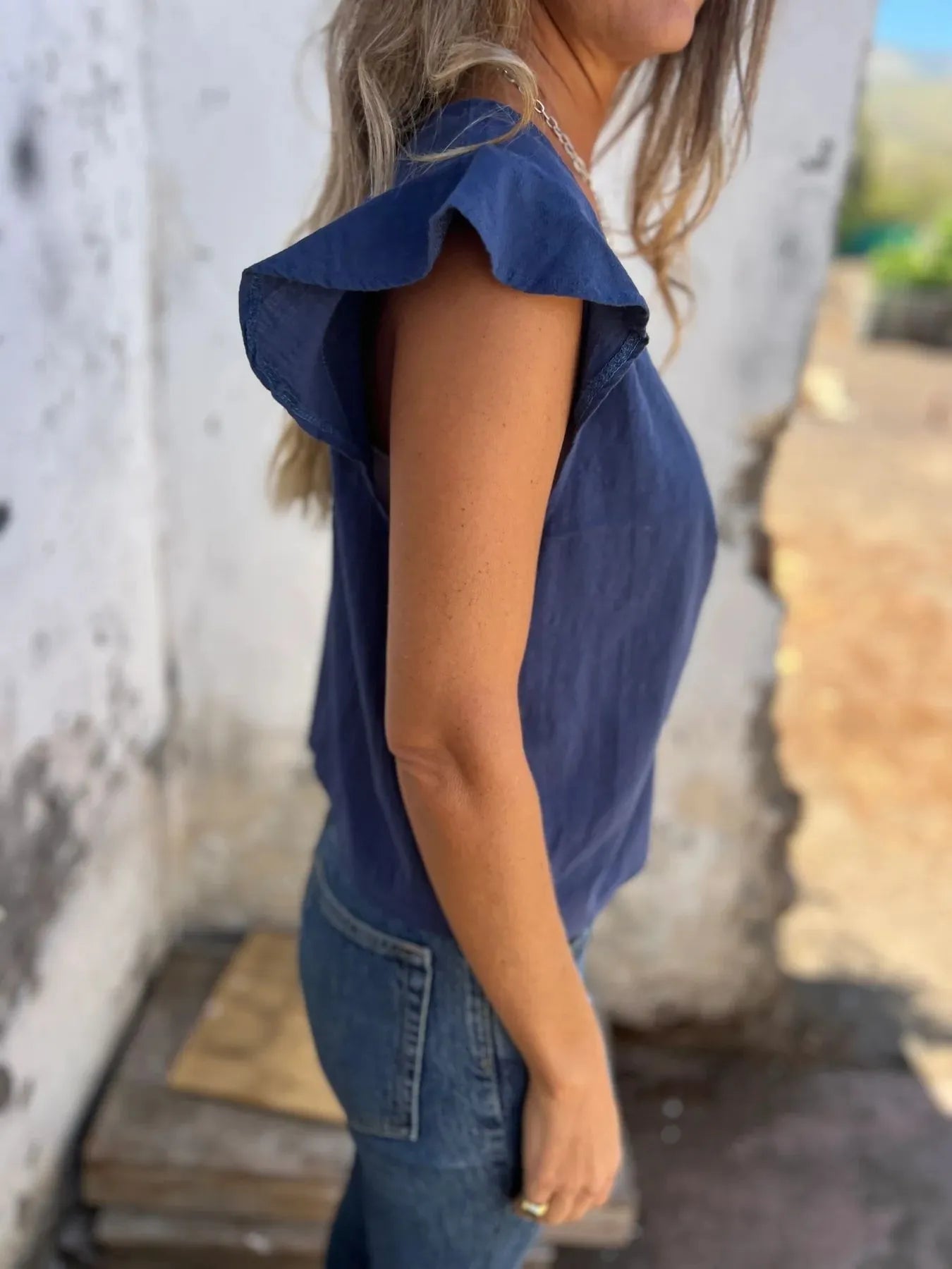 Full Size Ruched V-Neck Cap Sleeve Blouse Plus Size