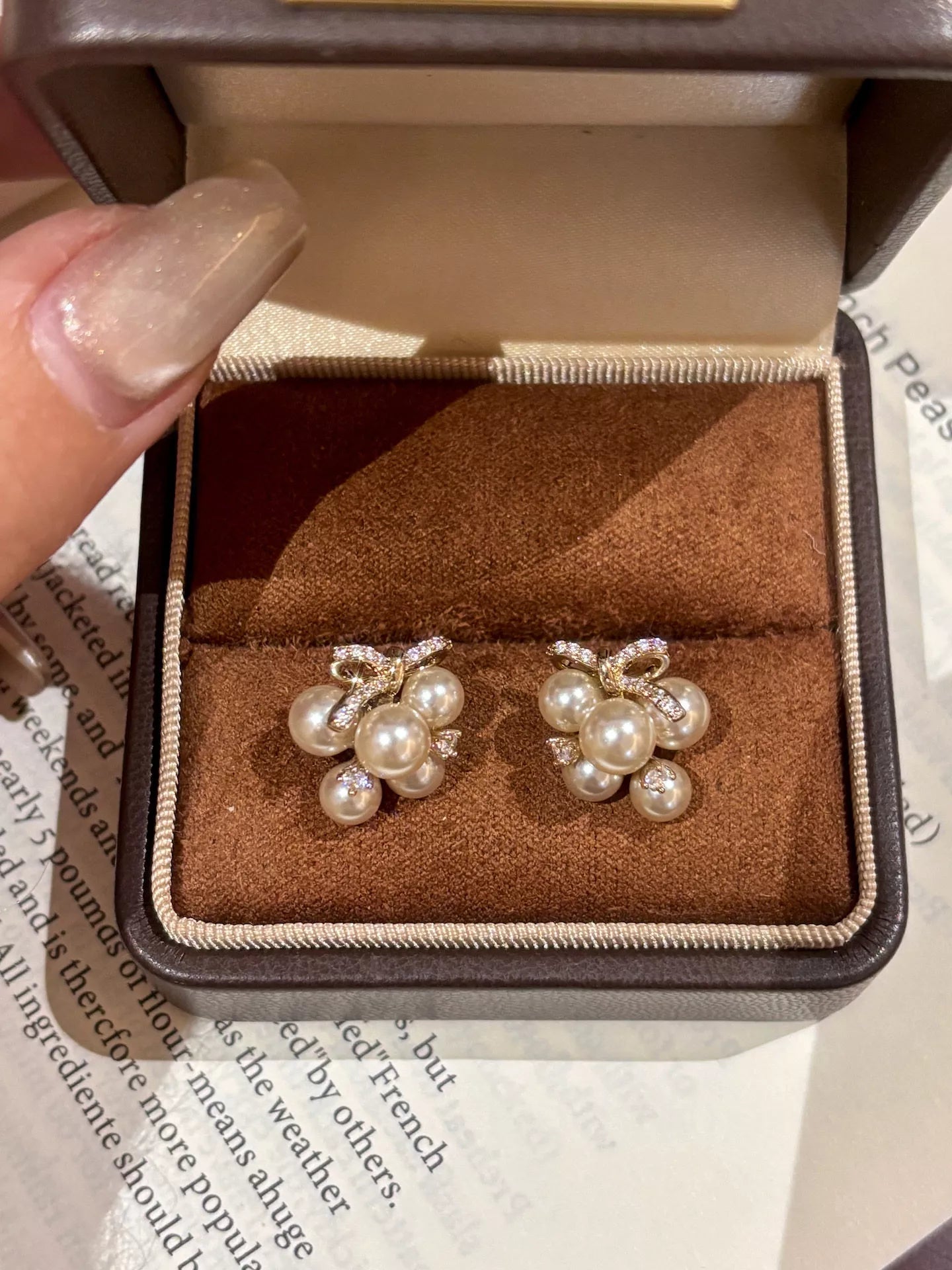 Pearl Cluster Bow Earrings