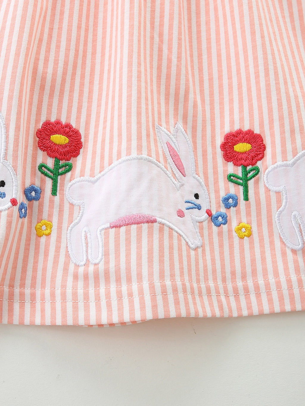 Children's Embroidered Bunny Ruffle Sleeve Dress
