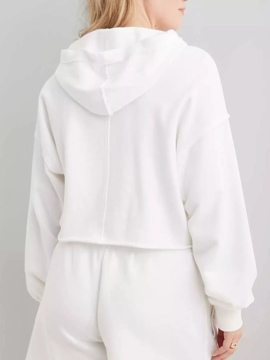 Exposed Seam Dropped Shoulder Hoodie