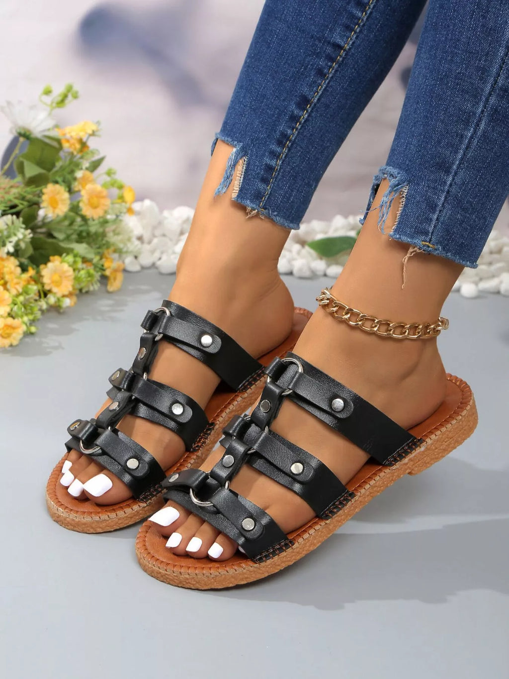 Open Toe Flats Sandals
