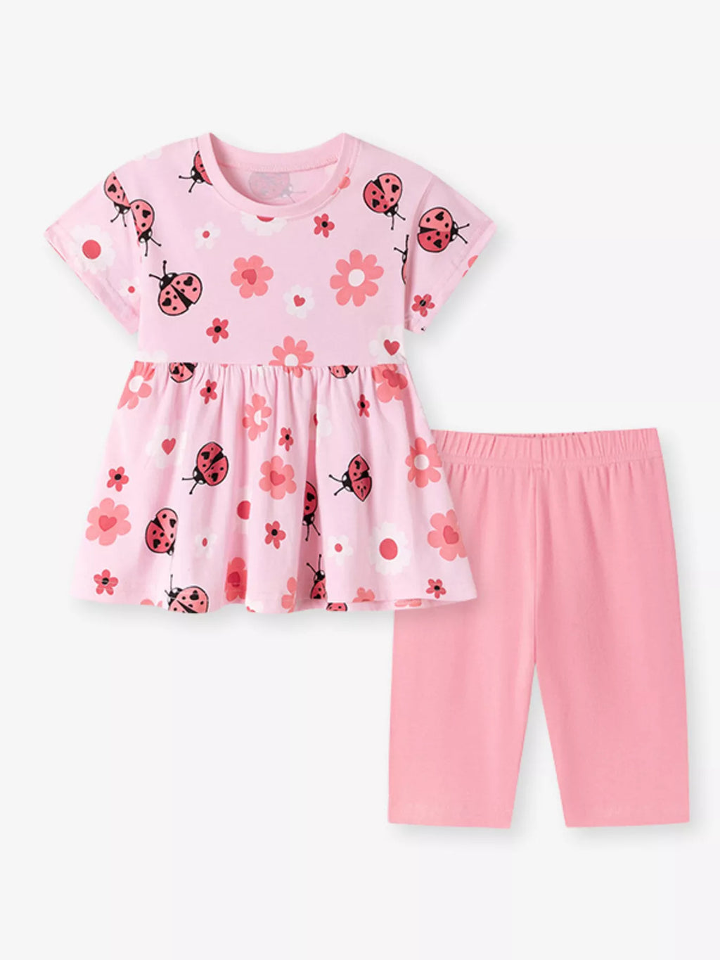 Children's Ladybug & Floral Print Two-Piece Set