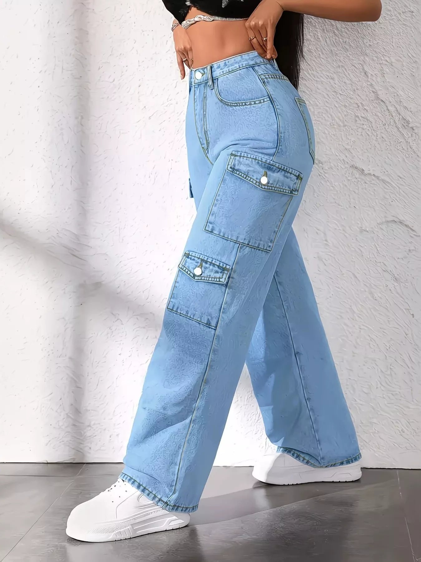 High Waist Cargo Jeans