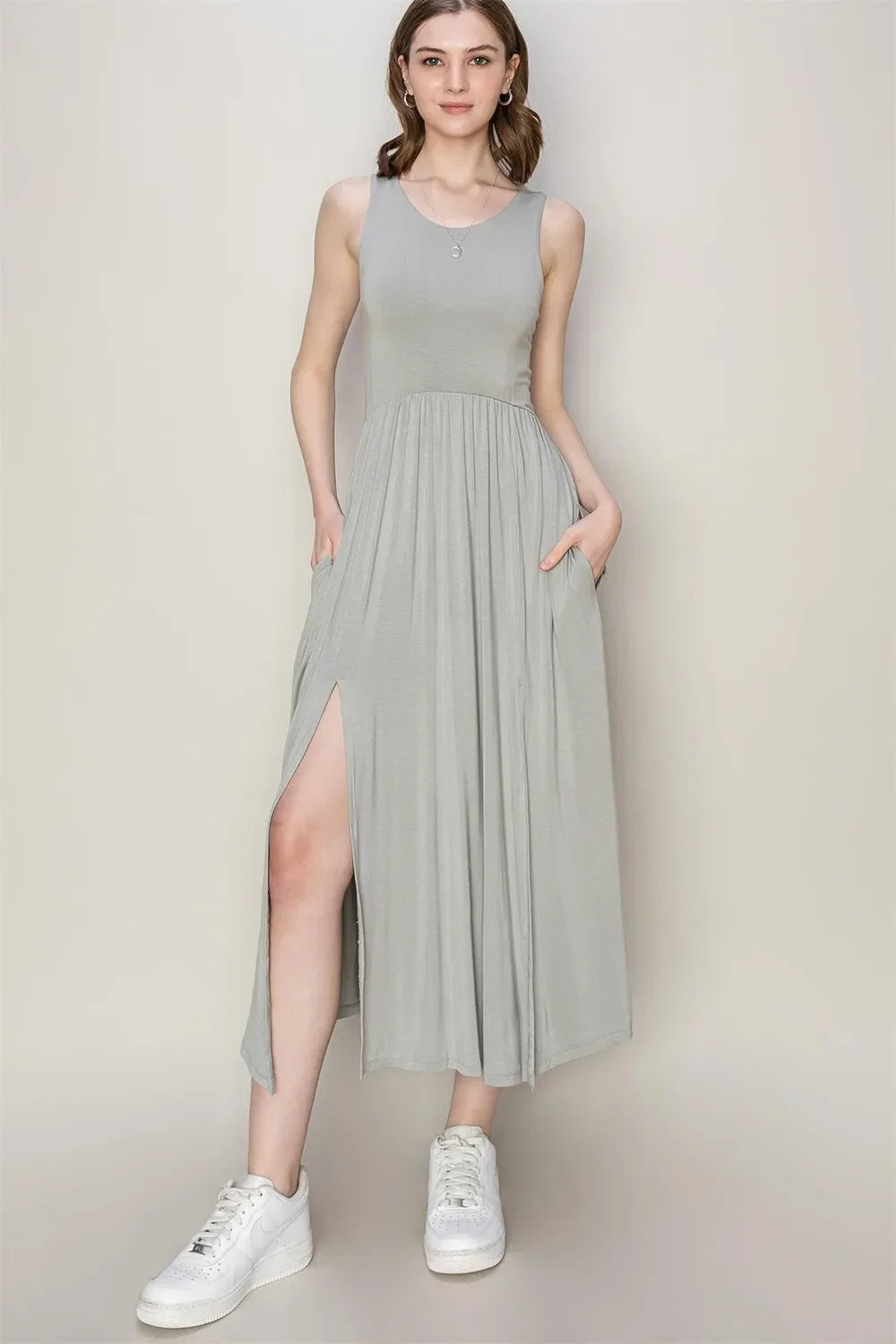 HYFVE Sleeveless Slit Midi Dress
