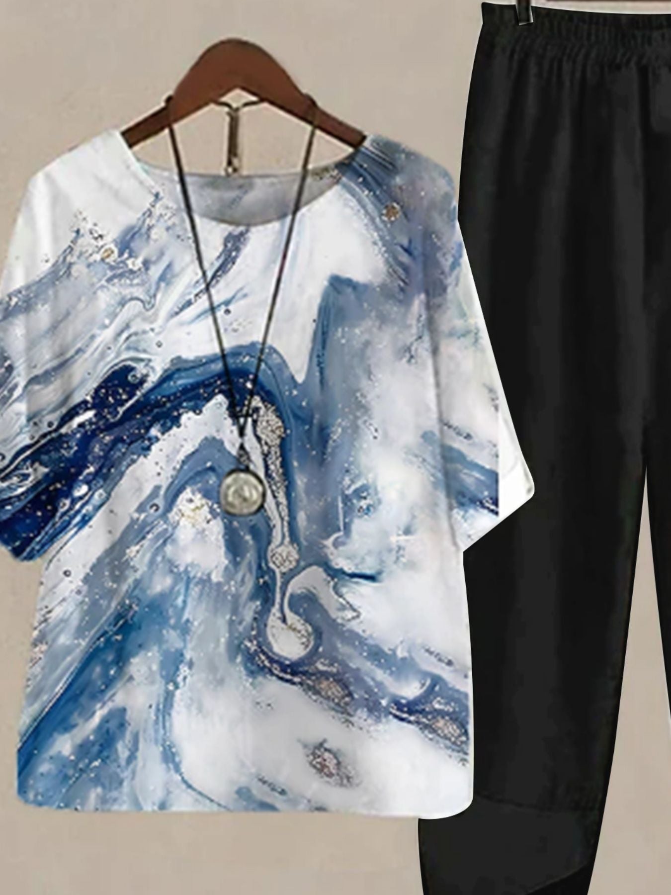 Printed Half Sleeve Top and Pants Set