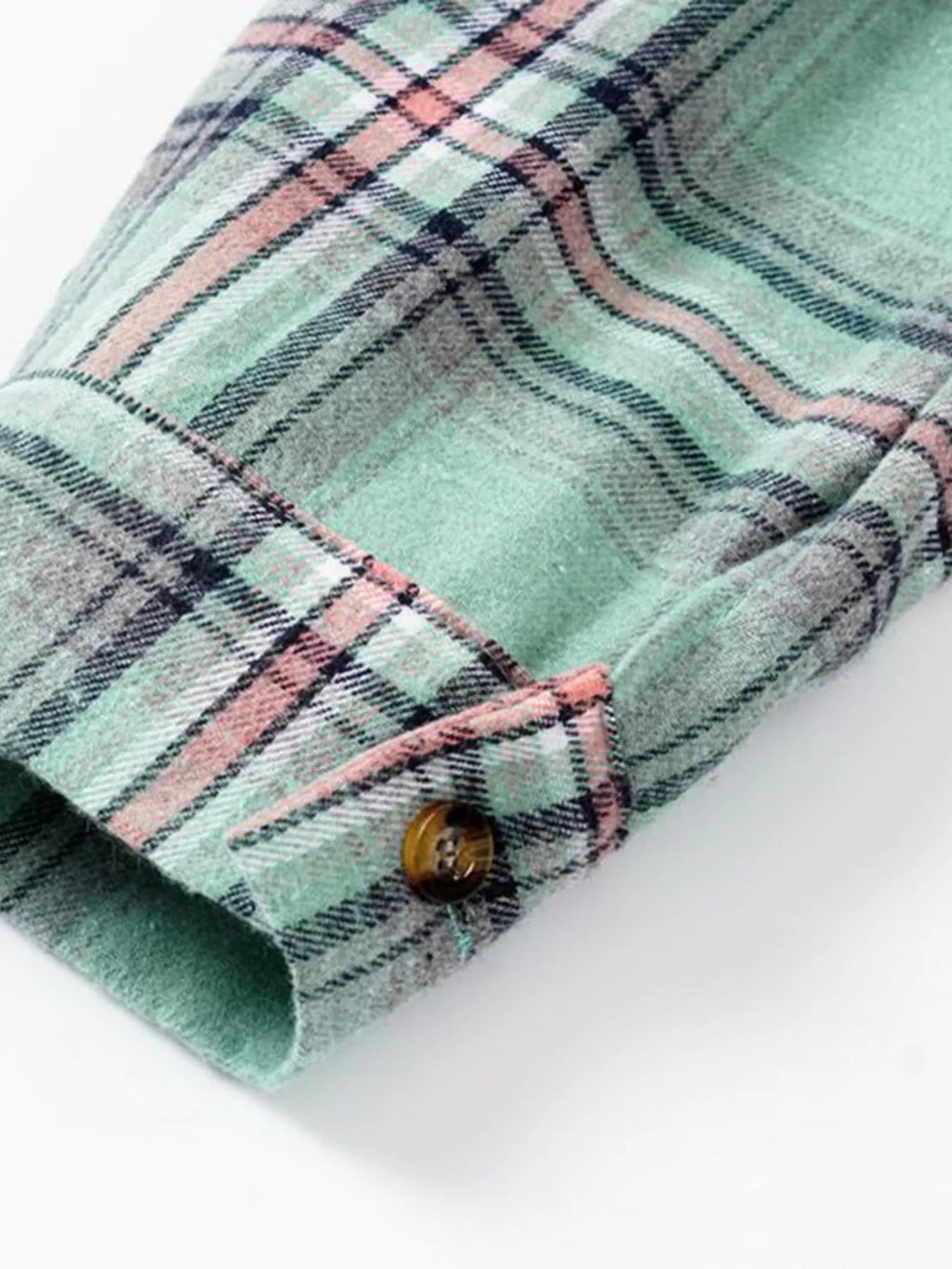 Plaid Button-Up Hooded Shirt with Chest Pocket