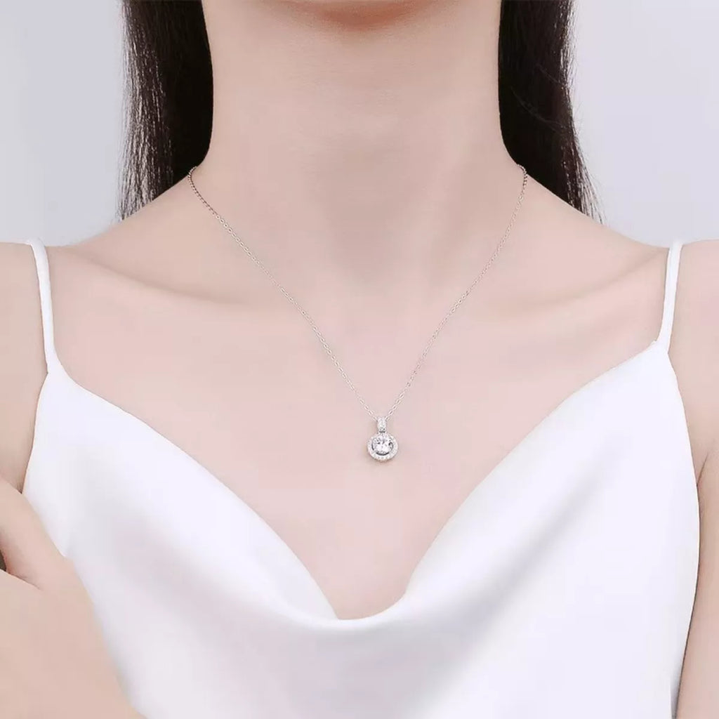1 Carat Moissanite 925 Sterling Silver Pendant Necklace