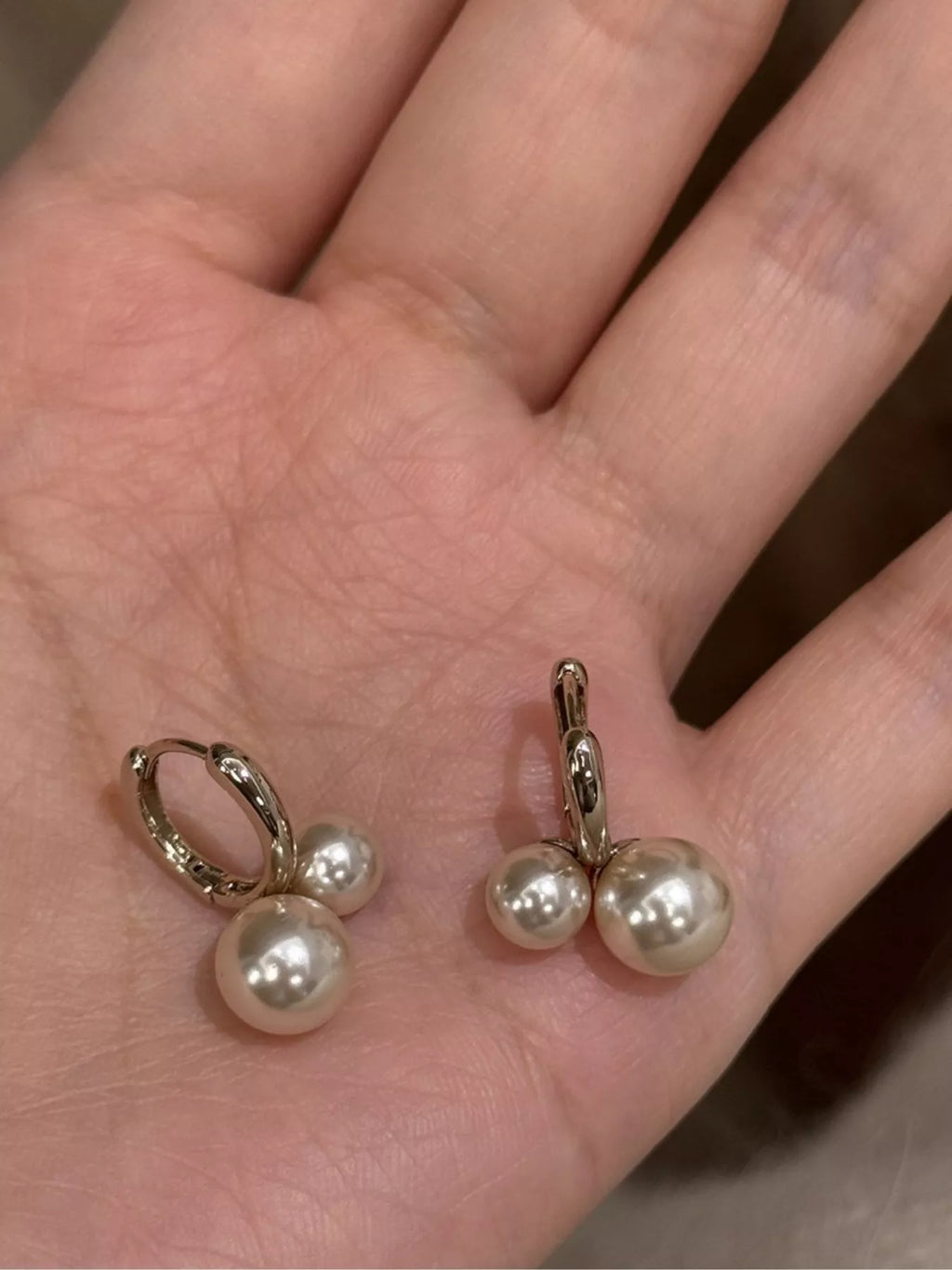 Double Pearl Hoop Earrings