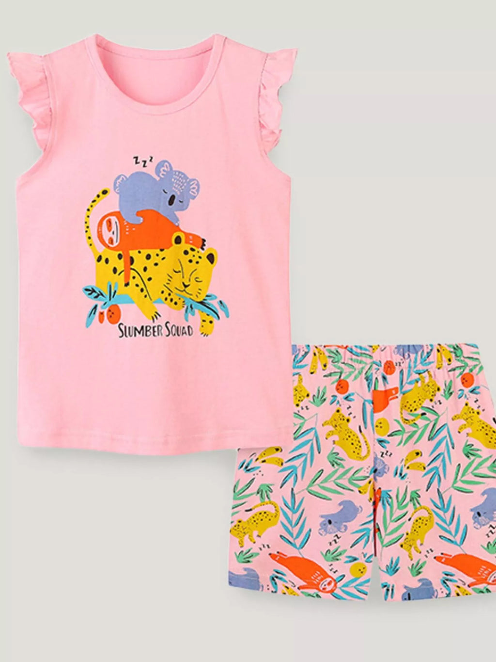 Children's Sleepy Animal Top and Shorts Set