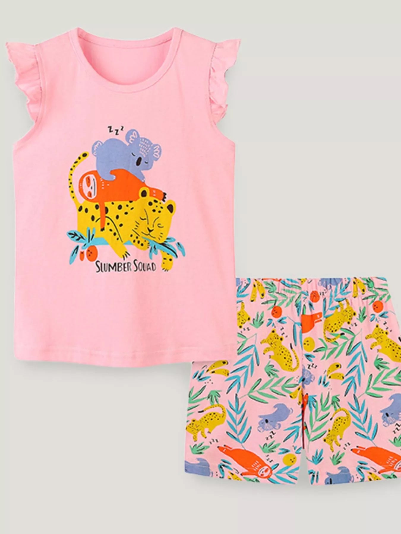 Children's Sleepy Animal Top and Shorts Set