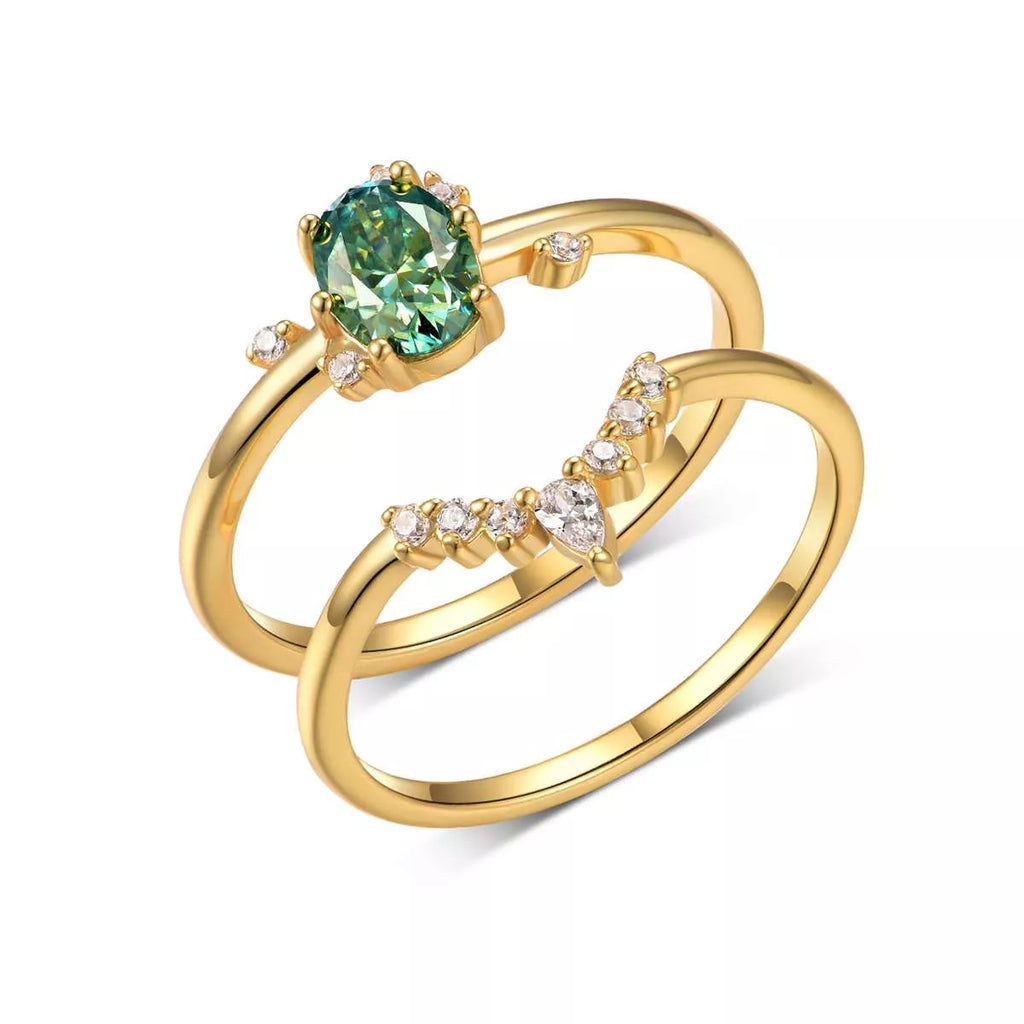 1 Carat Moissanite 925 Sterling Silver 2 Piece Ring