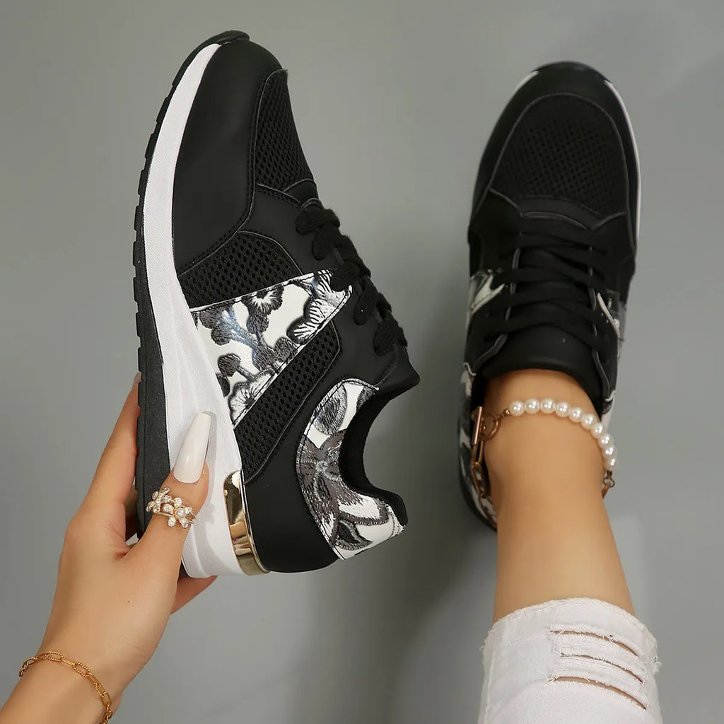 Floral Mesh Wedge Athletic