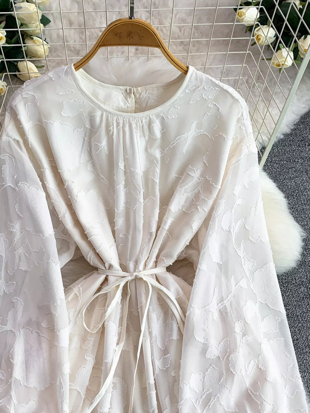 Tie Waist Long Sleeve Dress