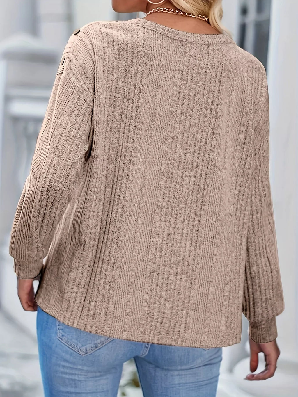 Boat Neck Ribbed Knit T-Shirt
