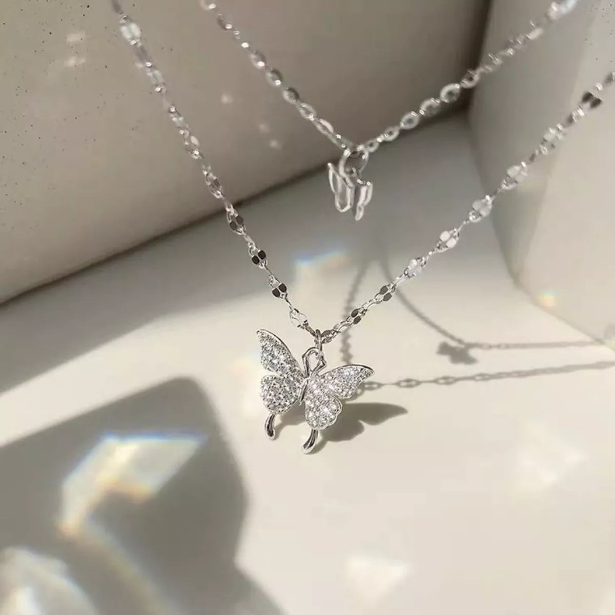 Double Layered Butterfly Necklace