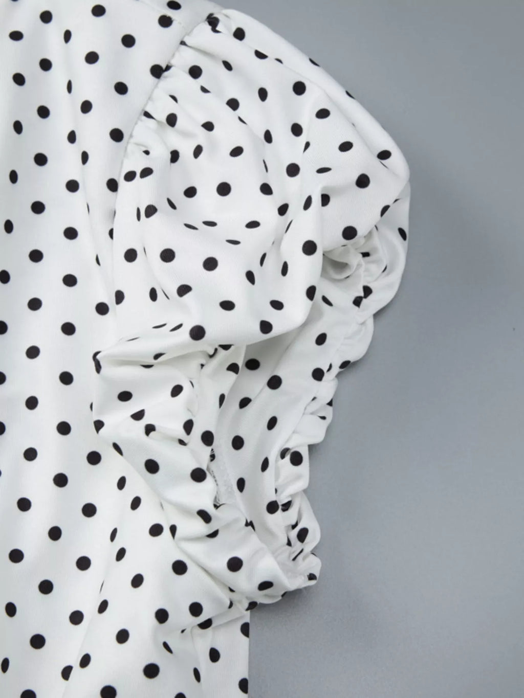 Polka Dot Ruched V-Neck Top