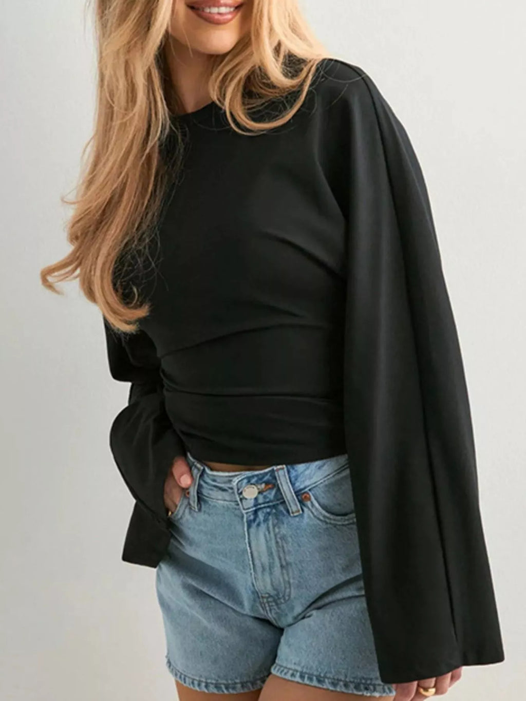 Full Size Long Sleeve Fitted T-Shirt Plus Size