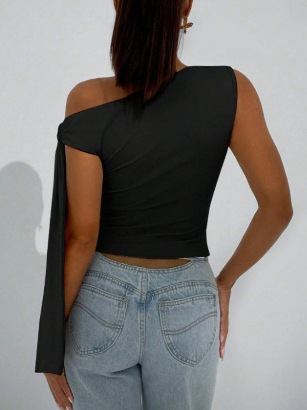 One-Shoulder Tie Detail Top