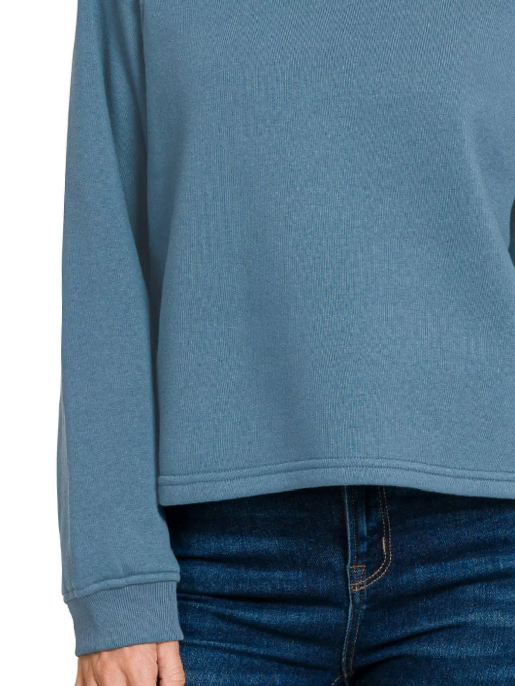 Zenana Fleece Raglan Round-Neck Sweatshirt