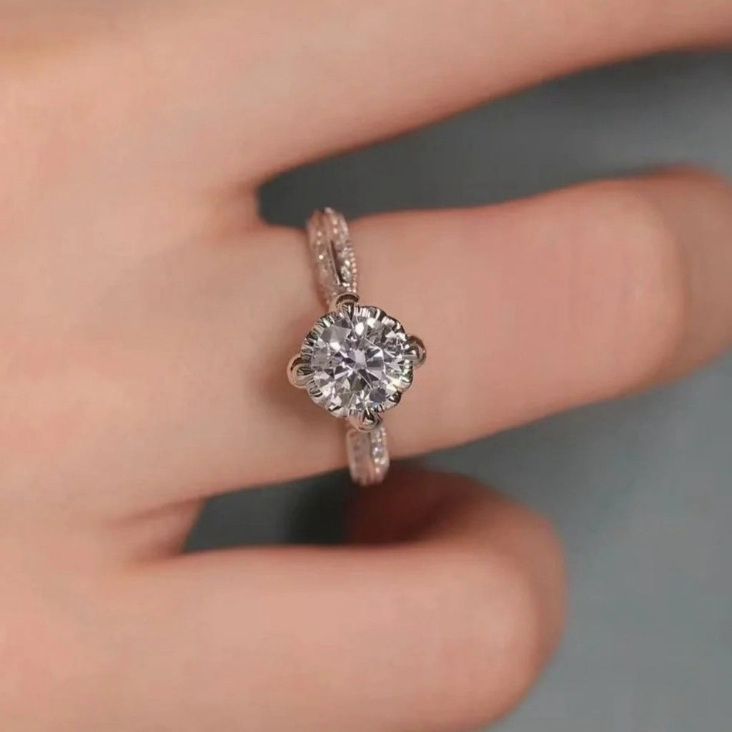 1 Carat Moissanite 925 Sterling Silver Ring