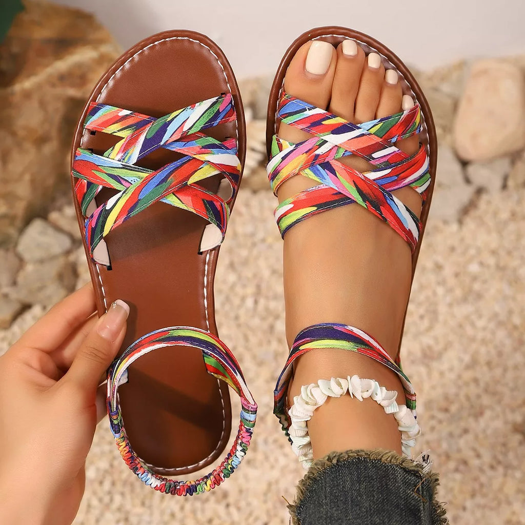 Open Toe Braided Strap Sandals