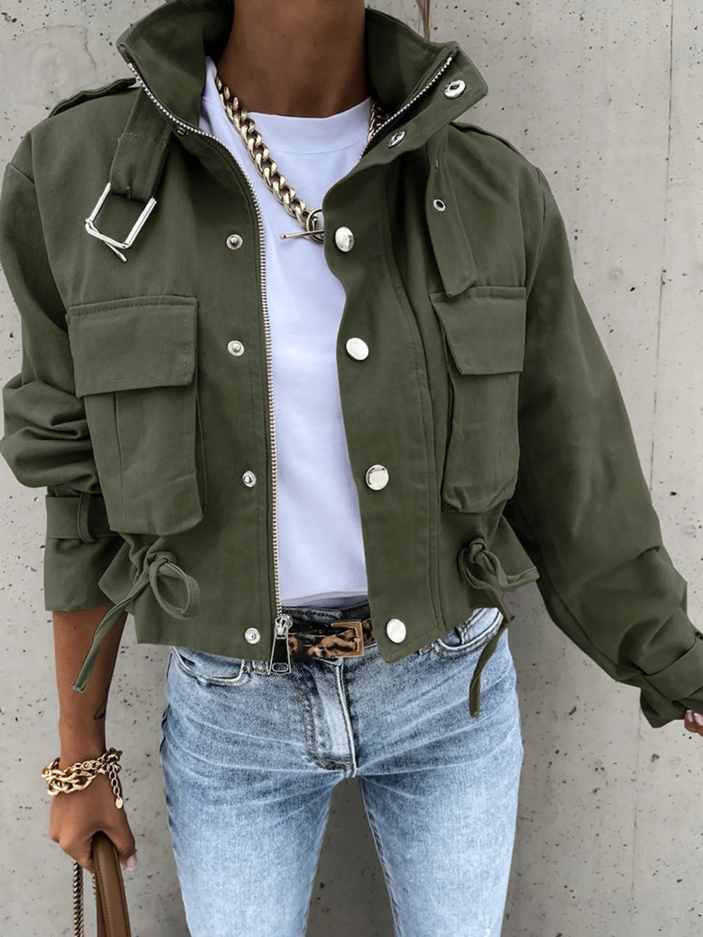 Snap Down Long Sleeve Jacket