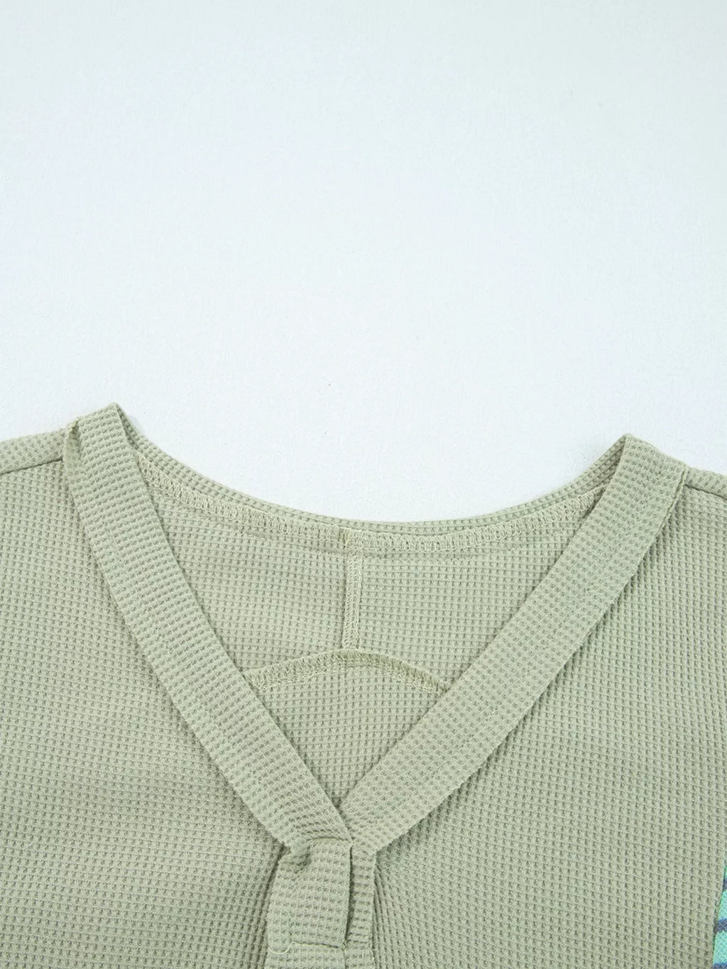 Exposed Seam Waffle Striped Patchwork Baggy Blouse