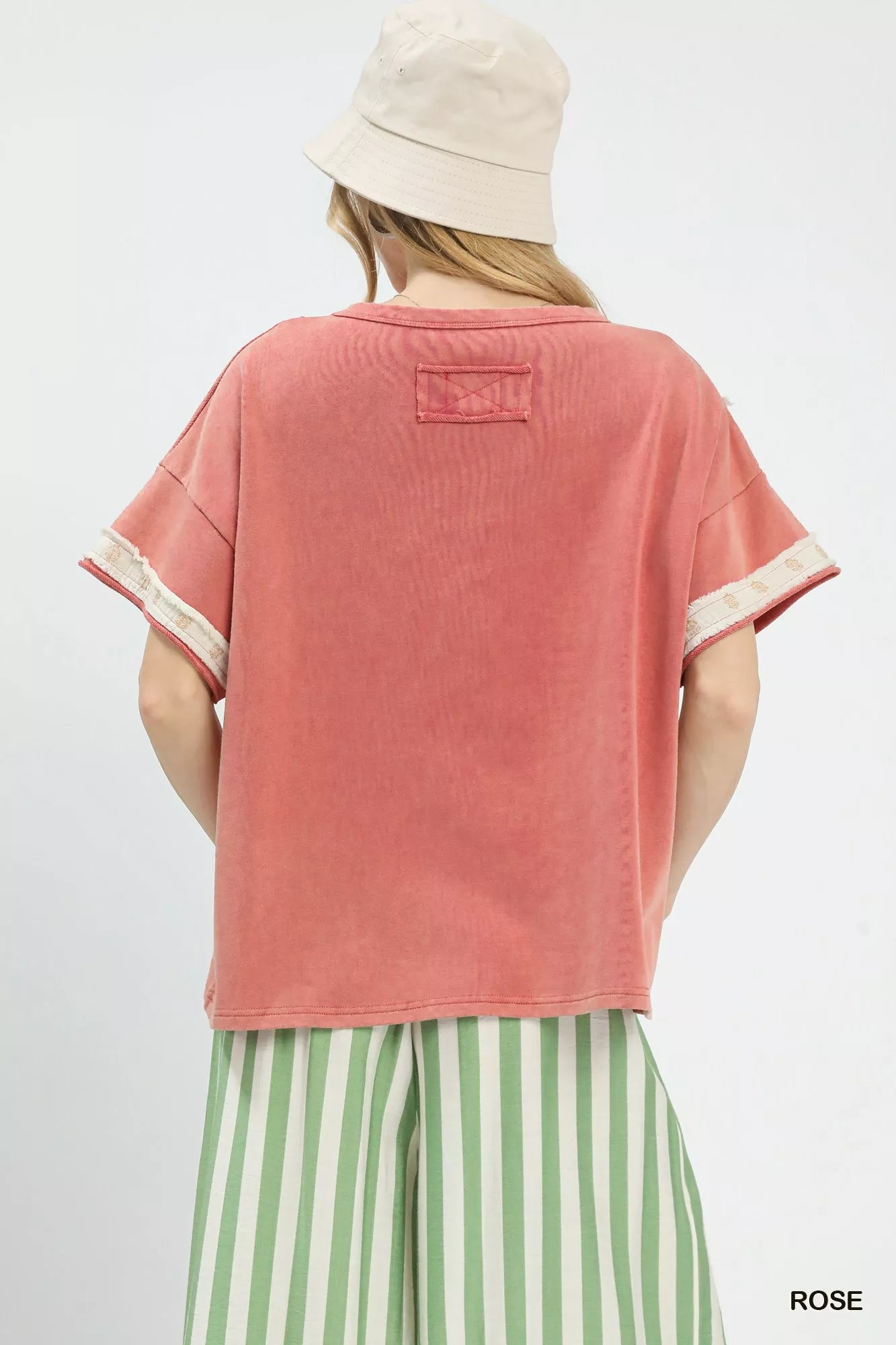Umgee French Terry Top with Flower Patch
