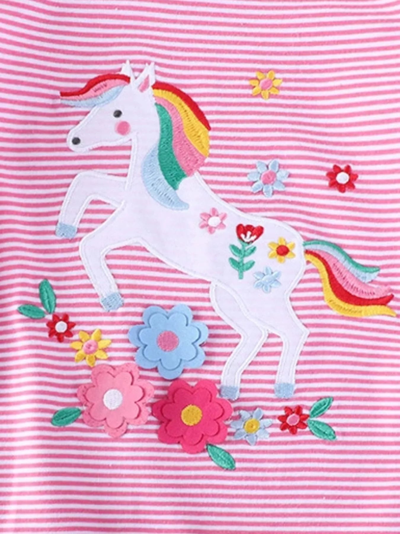 C=Children's Unicorn Ruffle Sleeve Striped T-Shirt