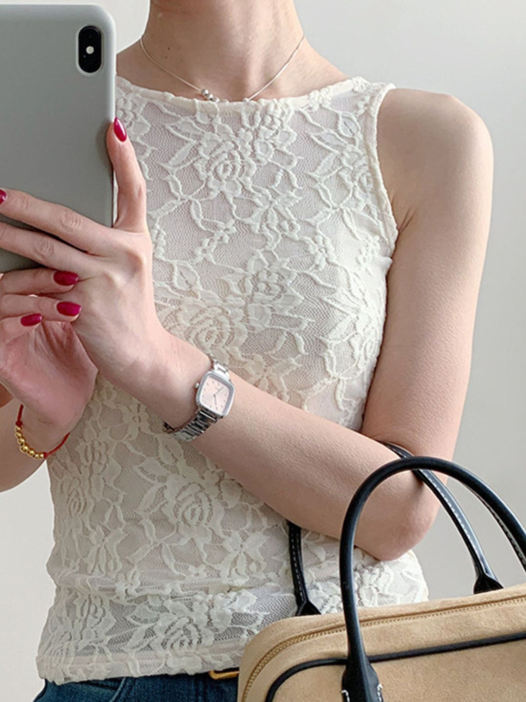 Lace Round Neck Tank