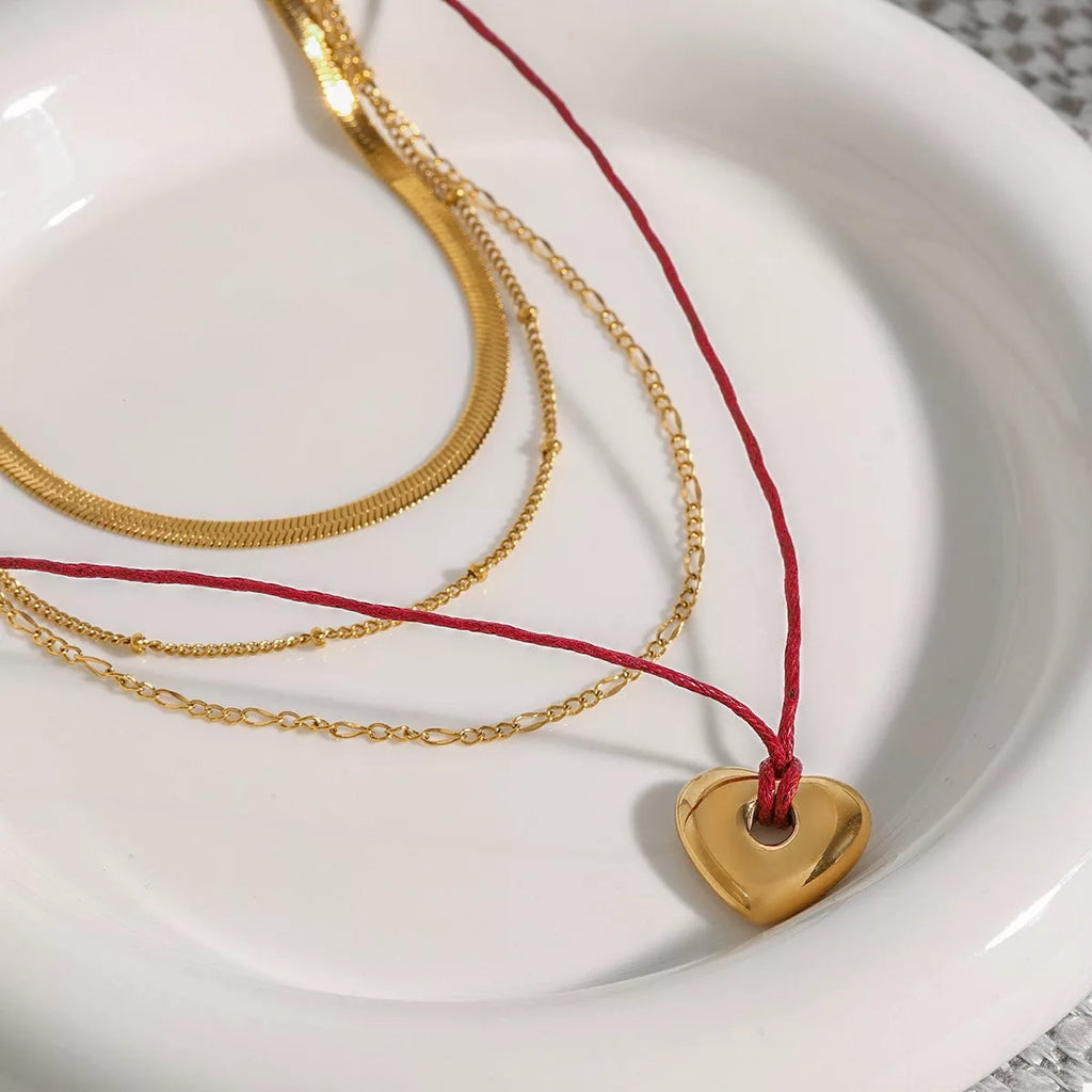 Stainless Steel Four-Layered Heart Necklace