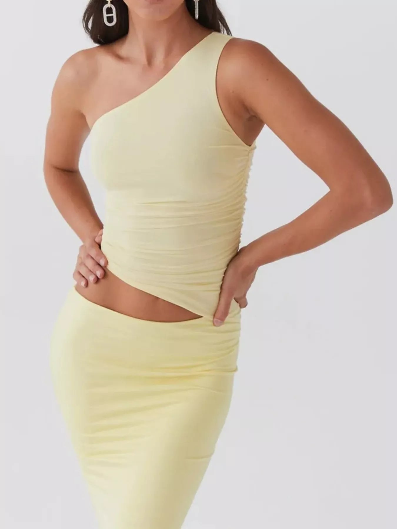 Full Size One-Shoulder Top and Maxi Skirt Set Plus Size
